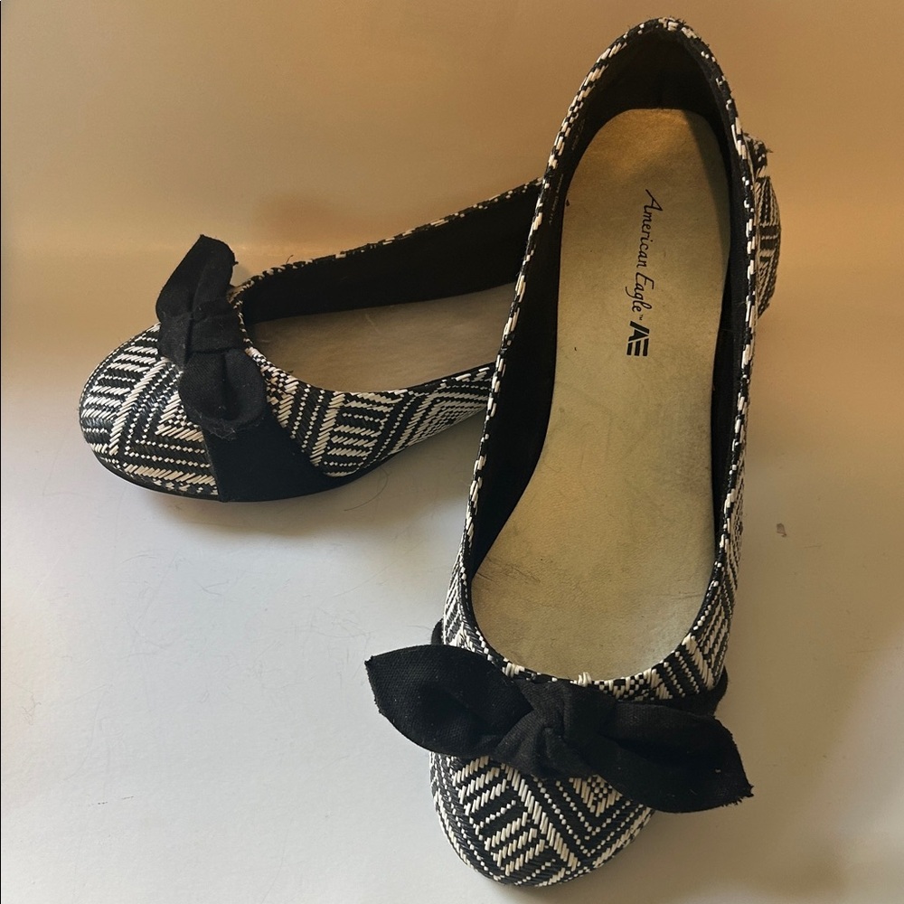 American Eagle Outfitters Houndstooth Bow Flats